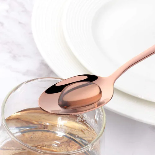 Miniatura 3 de MINGYU Juego de 12 cucharaditas de oro rosa de 6.37 pulgadas, cucharas pequeñas de acero inoxidable, cucharas de té, cucharas de café, cucharadas