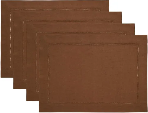 Miniatura 45 de Solino Home Juego de 4 manteles individuales de lino – Manteles individuales clásicos con vainica azul cielo de 14 x 19 pulgadas – manteles 09: Azul