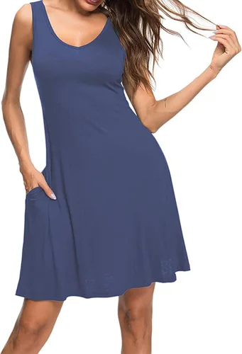 Miniatura 2 de MISFAY Vestido de verano casual para mujer, camiseta de playa, vestido sin mangas