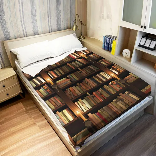 Miniatura 3 de Manta de libro para amantes de la lectura, patrón vintage de biblioteca, manta de forro polar suave, cálida y acogedora, 40 x 50 pulgadas
