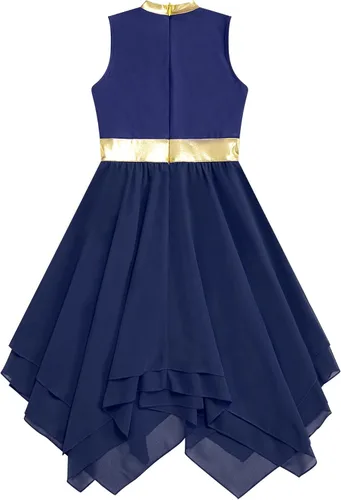 Miniatura 18 de CHICTRY Vestido de baile lírico sin mangas asimétrico para niñas, disfraz de adoración litúrgica contemporánea
