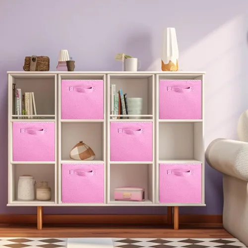 Miniatura 3 de ShellKingdom Cubos de Almacenamiento de Tela Plegables y Organizador de Tela Tipo Cajón para Closet y Juguetes, Paquete de 2 (Rosa)