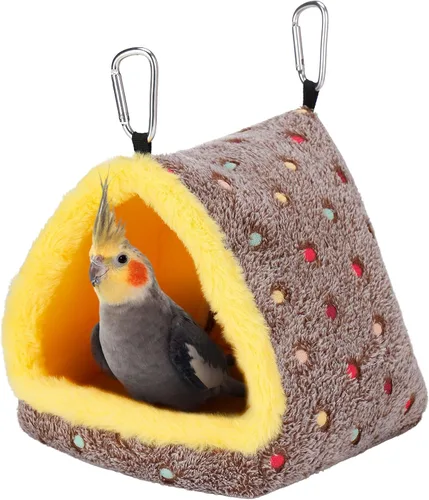 Nido de Pájaros Cálido de Invierno Mediano para Jaula - Cómoda Cama para Pájaros con Tabla de Soporte, Hamaca Colgante Refugio Escondite Cabaña