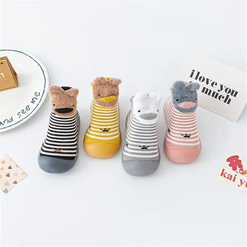 Miniatura 7 de Pantuflas antideslizantes para caminar y correr, mocasines para bebés y niños pequeños, mocasines antideslizantes con rayas arcoíris