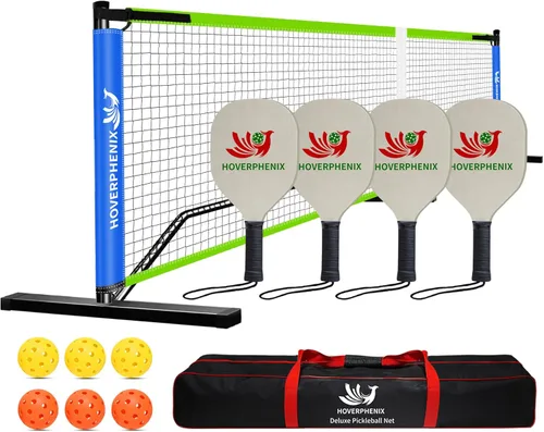 Miniatura 9 de Hoverphenix Portable Pickleball Net Set, 22FT Regulation Size Pickle Ball Net with Paddle Set of 4, Pickleballs and Carry Bag, Easy Setup for Indoor