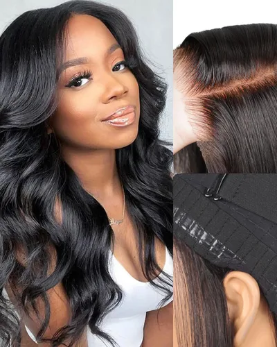 Miniatura 25 de Arabella 5x6 Pelucas listas para usar sin pegamento de cabello humano 1B/27 con encaje frontal resaltado, pelucas de cabello humano con densidad