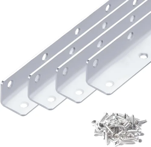 Miniatura 22 de Soportes en L, 4 unidades de soporte de esquina con ángulo, acero inoxidable superior, 4" x 1" M, 2 mm de espesor, para estante de madera, mueble