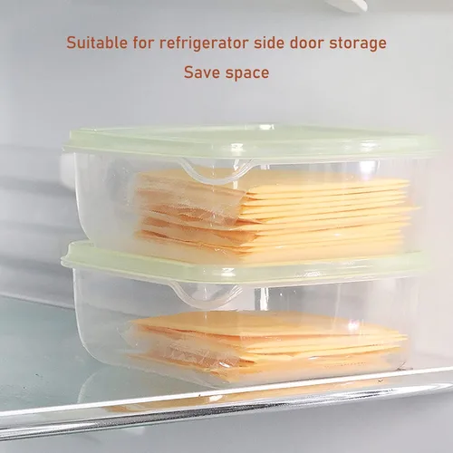 Miniatura 4 de Paquete de 2 recipientes de almacenamiento para rebanadores de queso con tapas herméticas, mantiene la rebanada de queso fresco y delicioso