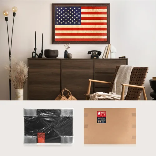 Miniatura 7 de DECORARTS - Arte de pared enmarcado con bandera de los Estados Unidos. Impresiones giclée en lienzo para decoración de pared. Total