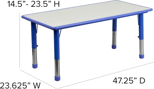 Miniatura 2 de EMMA + OLIVER Mesa de actividades ajustable para niños para uso doméstico, mesa de aula de altura ajustable para niños, 23.625 pulgadas de ancho x
