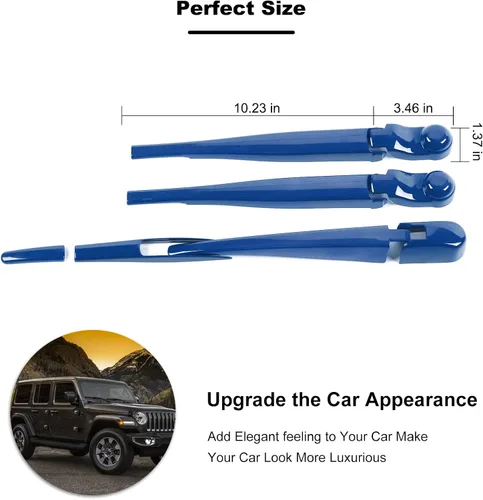 Miniatura 2 de Juego de limpiaparabrisas delantero, trasero y delantero, accesorios de decoración exterior para Jeep Wrangler JL JLU y Gladiator JT 2018-2022 (azul)
