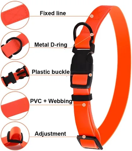 Miniatura 4 de Collar de silicona negra para perros, collares de goma de PVC de plástico impermeable, lavable con hebilla de liberación rápida, collares