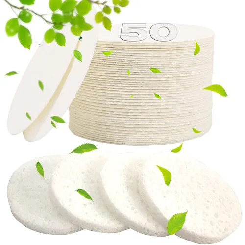 Miniatura 7 de METUUTER 50 esponjas faciales comprimidas para esteticistas, esponja facial de celulosa 100% natural, esponjas cosméticas profesionales de spa