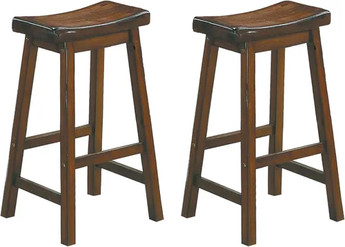 Miniatura 13 de Lexicon Saddleback - Juego de 2 taburetes de cocina de madera maciza, taburetes de cocina de altura para comedor, opciones de asiento de silla sin