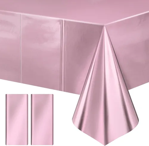 Miniatura 10 de Just Shimmer 2 piezas Mantel de Plástico Oro Rosa - Impresionante Acabado Mate Metálico, 40" x 108" Mantel para Mesa de Despedida de Soltera