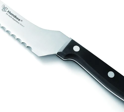 Miniatura 2 de Cuchillo de pan dentado de 10 pulgadas, hoja de acero inoxidable de alta calidad con borde ondulado, mango de espiga completa, afilado para pan