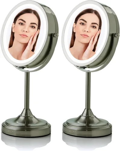 Miniatura 11 de OVENTE Espejo de maquillaje de mesa de 7 pulgadas con aumento de 1X/7X, diseño giratorio de 360° y espejo de tocador independiente de doble cara