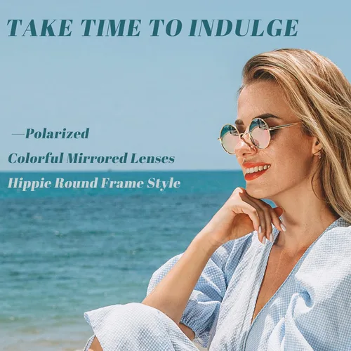 Miniatura 2 de Gafas de sol Joopin polarizadas, estilo Lennon, redondas, gafas de sol estilo hippy redondas para mujer y hombre