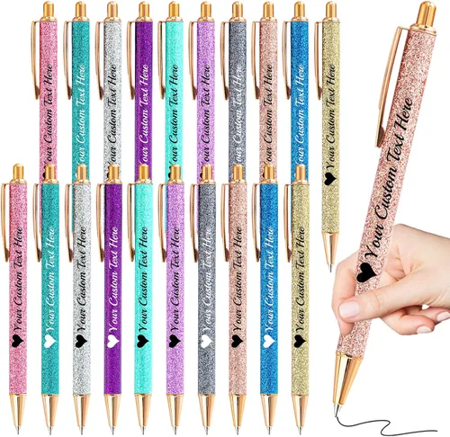 Miniatura 67 de Bolígrafos personalizados con purpurina con nombre a granel, 10 unidades, bolígrafos personalizados con punta de lápiz digital para mujeres y niñas