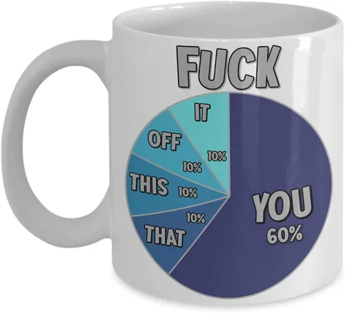 Miniatura 5 de Fuck You It Off This That Hilarous Pie Chart Taza divertida para hombres, 11 o 15 onzas, taza de café de cerámica sarcástica blanca o negra, Blanco