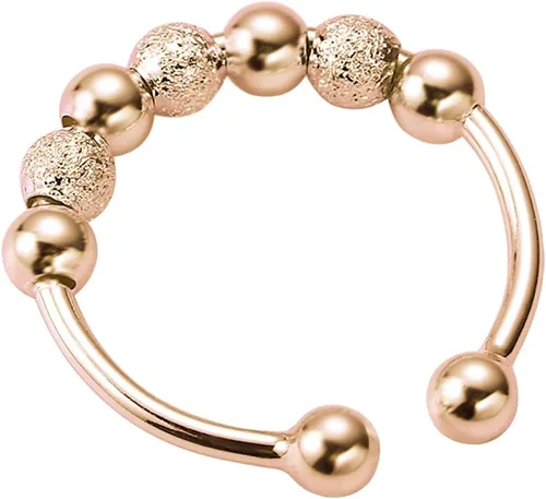 Miniatura 4 de Anillos de boda estéticos para mujeres, adolescentes, niñas, 3 piezas y cuentas en espiral, giro de una sola vuelta, anti estrés, anillos apilables