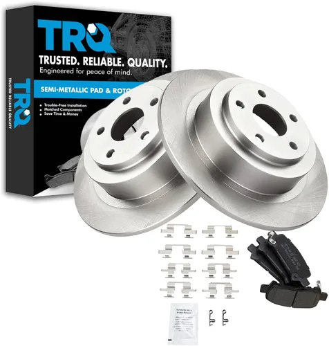 Miniatura 142 de TRQ Juego de pastillas de freno semimetálicas traseras y rotores compatibles con Chevrolet Trailblazer 02-06 Trailblazer EXT 04-06 SSR 02-07 GMC