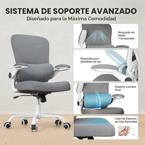 Miniatura 8 de Silla de oficina de malla, silla de escritorio ergonómica de 330 libras con soporte lumbar ajustable, sillas de computadora ejecutivas para oficina