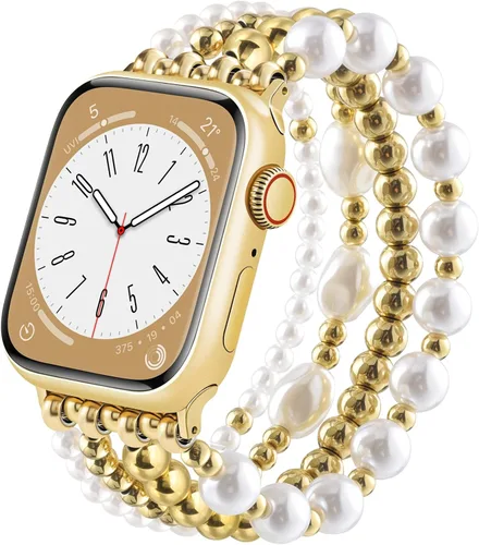 Miniatura 18 de CAGOS Pulsera de cuentas compatible con Apple Watch Series 11/10/9/8/7/6/5/4/3/2/1 SE de 1.496 in 1.575 in 1.614 in 1.654 in 1.732 in 1.772 in 1.811