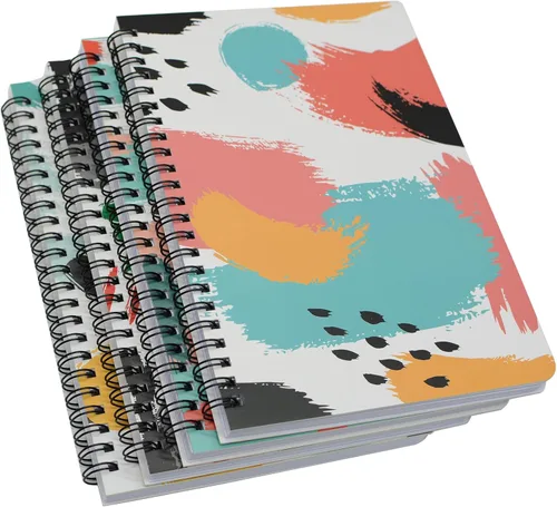 Miniatura 13 de Yansanido Cuaderno de espiral, 4 piezas A5 de tapa dura gruesa con diseño de gato, 0.315 in, 4 colores, 80 hojas, 160 páginas para estudio y notas