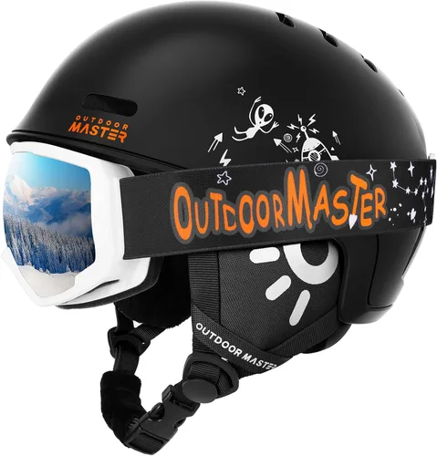Miniatura 8 de OutdoorMaster - Juego de casco y gafas de esquí para niños, casco de snowboard, carcasa de PC duradera y espuma EPS, casco de nieve con 12 Blanco