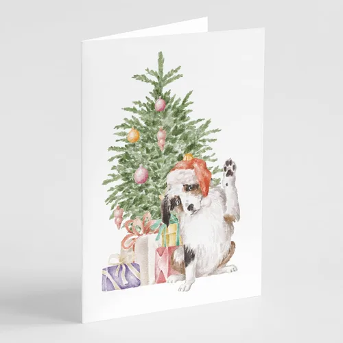 Miniatura 72 de Caroline's Treasures CK8213GCA7P Bulldog, Bulldog Inglés #2 - Tarjetas de felicitación y sobres de árbol de Navidad, paquete de 8 tarjetas en blanco