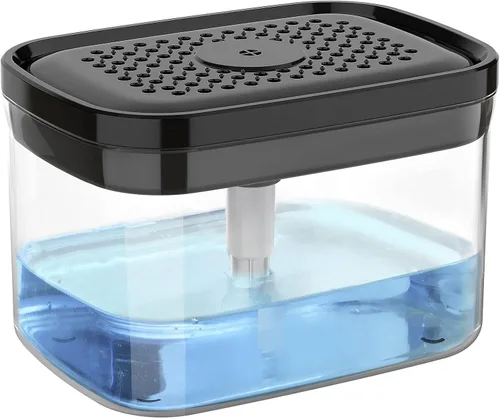 MR.SIGA Dispensador de Jabón para Platos de Cocina, Portacepillas Premium 2 en 1, Dispensador de Bomba de Jabón para Lavado de Platos para Encimera,