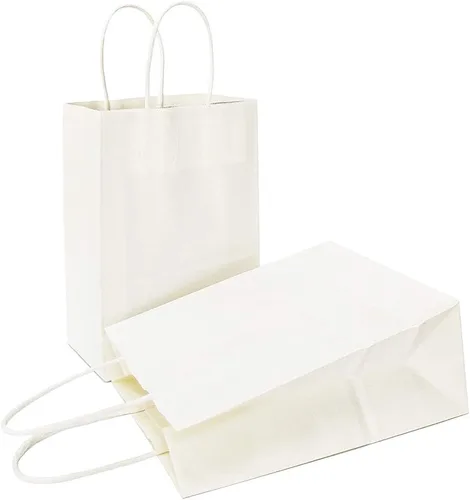 Miniatura 12 de AZOWA Bolsas de regalo mini de papel kraft con asas (Azul claro, 4x2.4x6, 25 piezas)