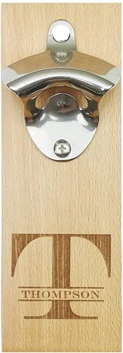 Abrebotellas magnético montado en la pared, abrebotellas de cerveza grabadas personalizadas con receptor de tapas, regalos perfectos