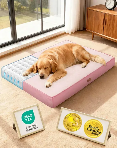 Miniatura 26 de OhGeni Cama ortopédica impermeable para perros pequeños, funda extraíble lavable a máquina en tela fácil de limpiar, espuma de alta densidad y asa