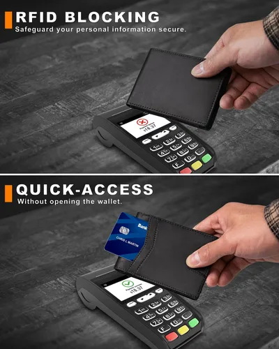 Miniatura 57 de Billetera AirTag para hombre, de piel auténtica plegable con bloqueo Rfid AirTag con ranuras para efectivo y ventana de identificación, compatible