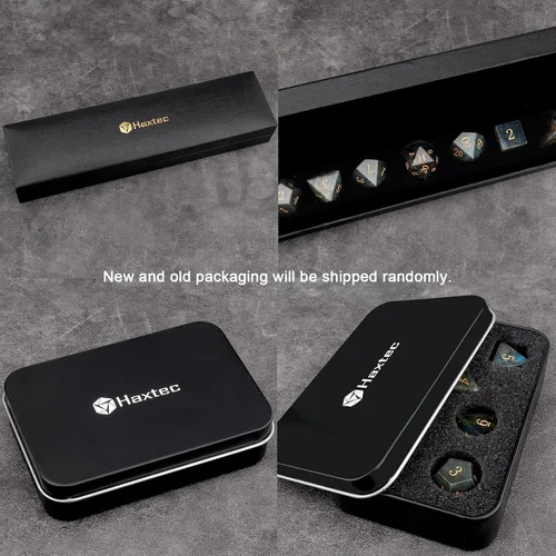 Miniatura 7 de Haxtec - Juego de dados de piedras preciosas de labradorita y piedra lunar, dados poliédricos DND con estuche premium compatible con juegos de mesa