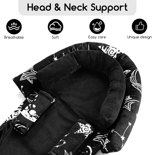 Miniatura 2 de GFU Apoyo para la cabeza del asiento de coche para recién nacido, 2 en 1 Apoyo para la cabeza y el cuerpo del asiento de coche para bebé