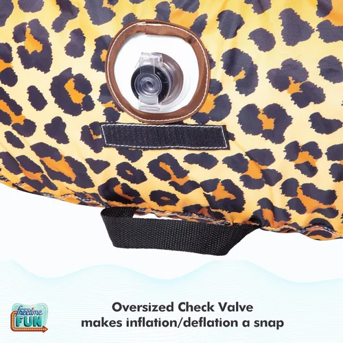 Miniatura 5 de Freetime Fun Tumbona inflable para piscina, piscina, lago, río, silla flotante de tela resistente, silla convertible 2 en 1, leopardo, camuflaje