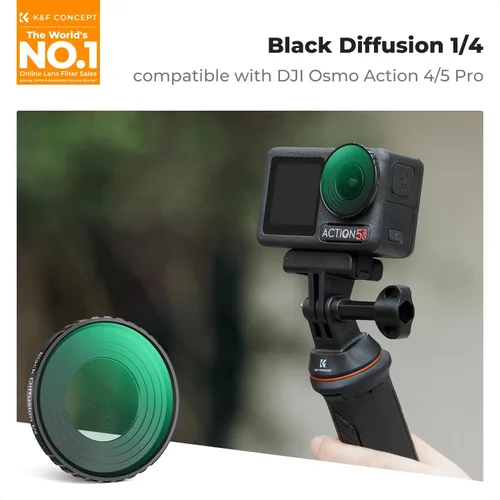 Miniatura 2 de K&F Concept Filtro de difusión negro a presión 1/4 para DJI Osmo Action 5 Pro, filtros de efecto cinematográfico de niebla creativa para DJI Osmo