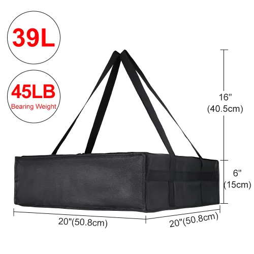 Miniatura 2 de Bolsa de entrega de pizza aislada para llevar caliente, calentador de transporte de 20 x 20 x 6 pulgadas, bolsa aislada para entrega de alimentos