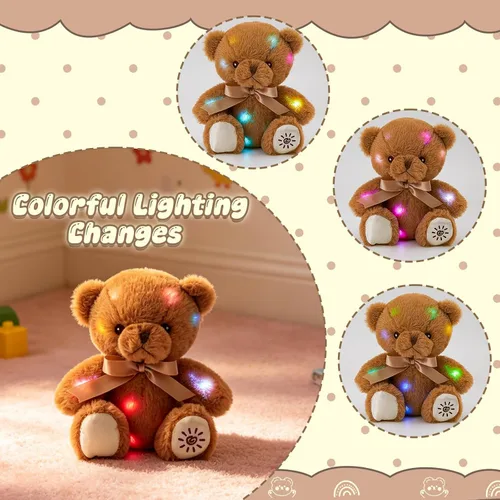 Miniatura 3 de BSTAOFY Oso de peluche con luz marrón, oso de peluche brillante, juguete de peluche suave para niñas y niños, regalos de cumpleaños, 8 pulgadas