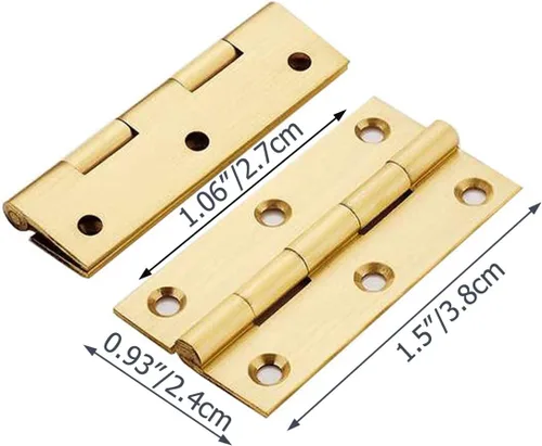 Miniatura 4 de 8 bisagras de latón macizo, bisagras de joyero, bisagras pequeñas con tornillos, adecuadas para baúl de joyería, caja de madera, caja