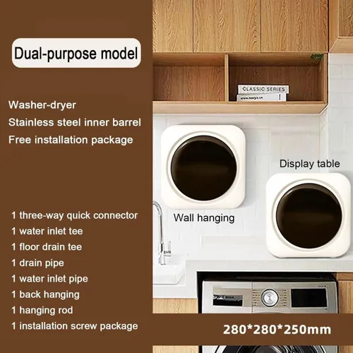 Miniatura 6 de Lavadora de ropa interior totalmente automática, lavadora y secadora eléctrica compacta de 3.5 litros, 4 modos de lavado y secado, panel táctil