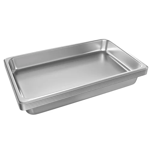 EGGKITPO Bandejas de Mesa de Vapor de Tamaño Completo Paquete de 6 de 2.5 Pulgadas Bandejas de Acero Inoxidable para Restaurante Bandejas de Comida