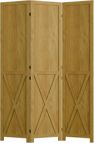 Miniatura 8 de Cozy Castle Divisor de habitación de madera, 3 paneles de pantalla de privacidad de 66.9 pulgadas, divisor de pared plegable, separador