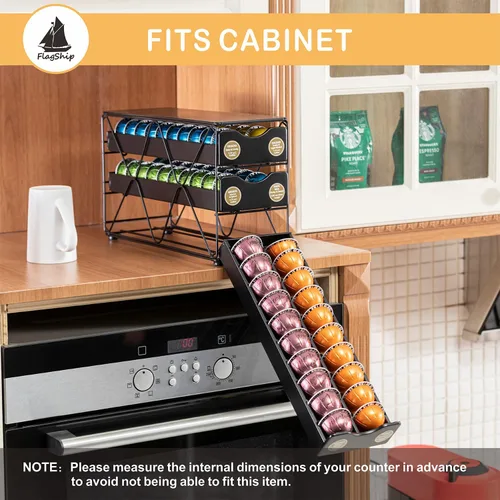 Miniatura 6 de FlagShip Soporte para cápsulas Nespresso, cajón Vertuo, soporte grande para cápsulas de café de niveles Mullti (3 niveles (capacidad de 60 cápsulas))