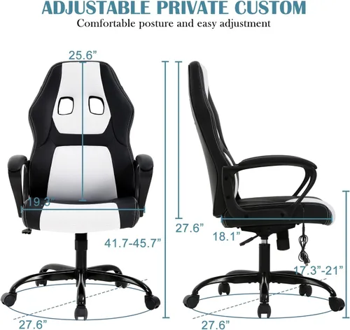 Miniatura 2 de Sillas de videojuegos para computadora, respaldo alto, ergonómica, de cuero, con soporte lumbar y reposacabezas, silla de escritorio ejecutiva