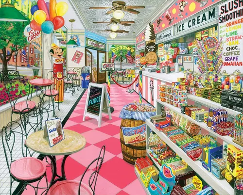 White Mountain Rompecabezas de 1000 piezas de postres y dulces de verano con piezas grandes para adultos y familia de 24 x 30 pulgadas, heladería