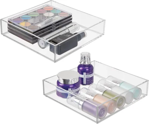 Miniatura 9 de Organizador Clarity de InterDesign para tocador, adecuado para cosméticos y productos de belleza, 8 x 12 x 2 pulgadas, transparente